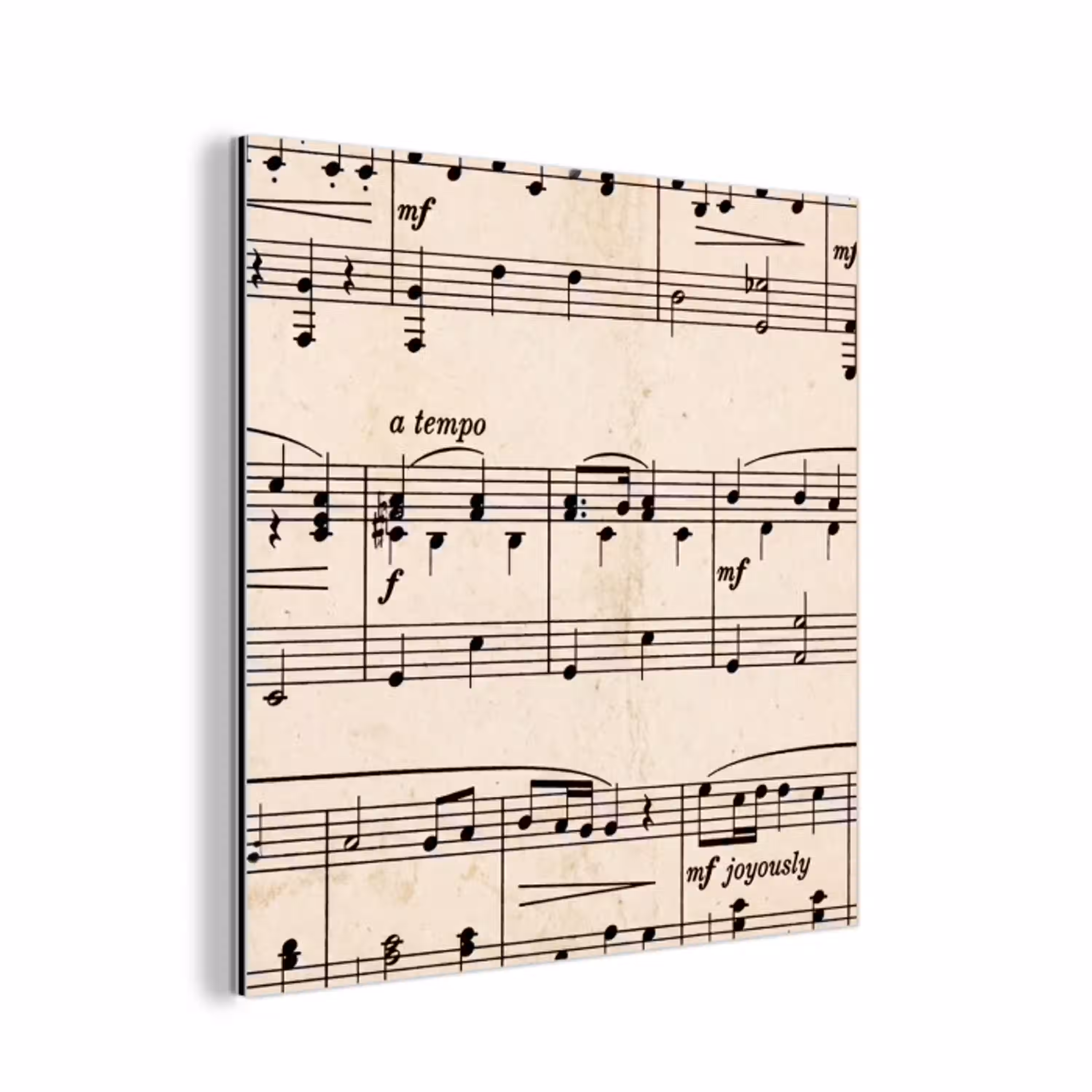 Muzieknotatie - Notenbalken - Kunst - Klassiek - Beige aluminium wit klein -3d