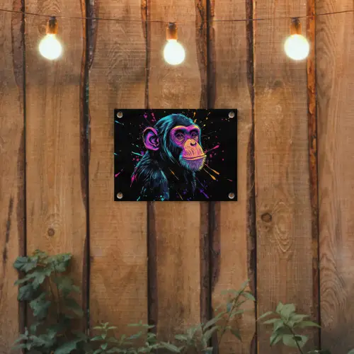 Aap - Verf - Neon - Kleur tuinposter los doek klein -sfeer1