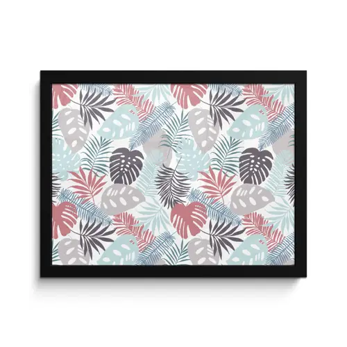Inductie beschermer - Bladeren - Pastel - Jungle - Afdekplaat voor kookplaat fotolijst zwart zonder passe partout klein -3d