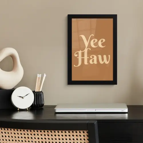 Yee haw - Bruin - Minimalistisch fotolijst zwart zonder passe partout klein -sfeer1