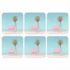Palmboom - Strandhuis - Roze onderzetter kurk middel -3d