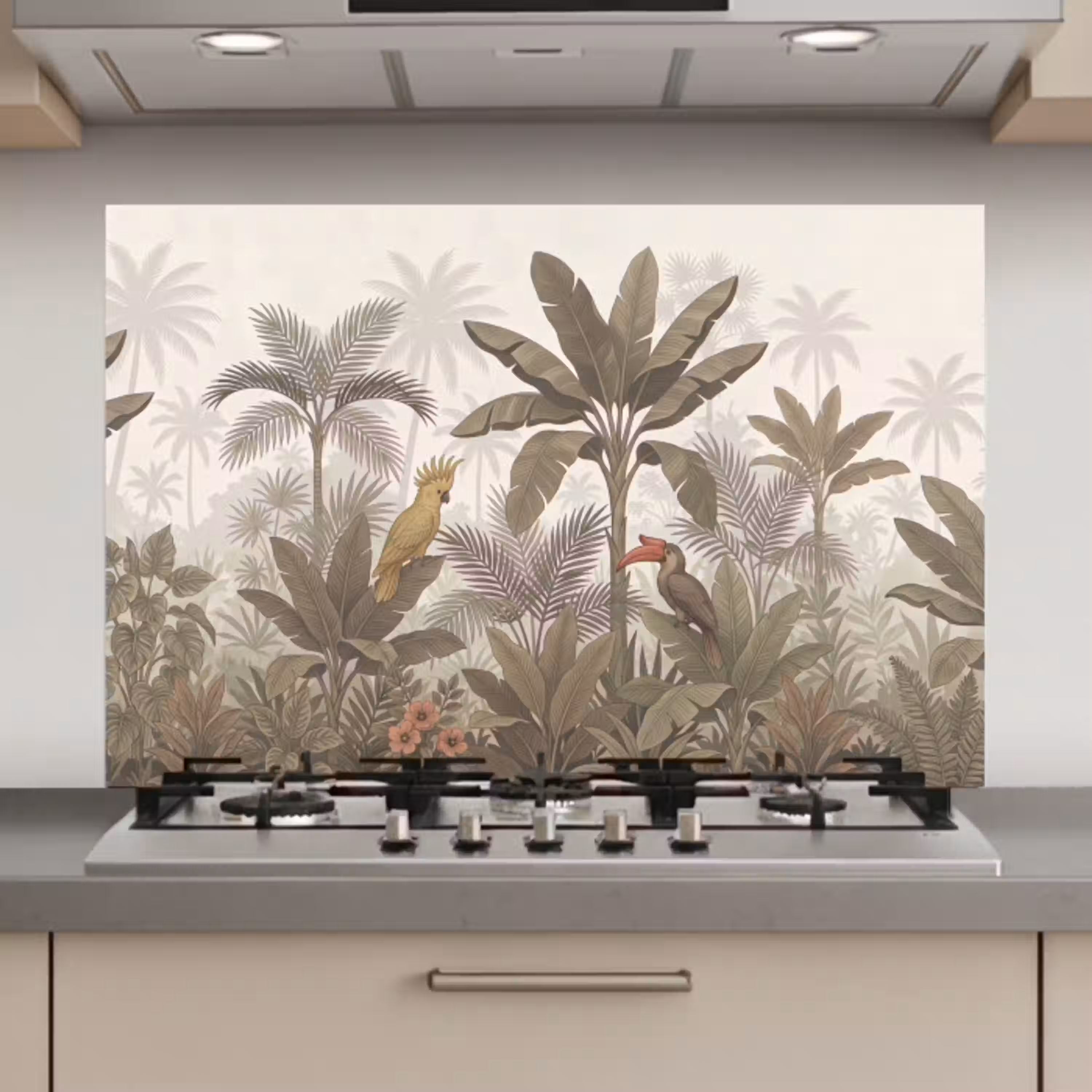 Vogel - Jungle - Tropisch - Illustratie - Groen keuken achterwand spatscherm klein -3d_website