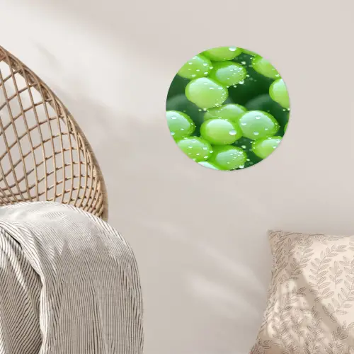 Druiven - Groen - Druppels Wandcirkel behangsticker klein 186 -sfeer4