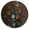 Bloemen in een Wan-Li vaas en schelpen - Schilderij van Balthasar van der Ast Wandcirkel kunststof plaat 5mm dik klein -3d