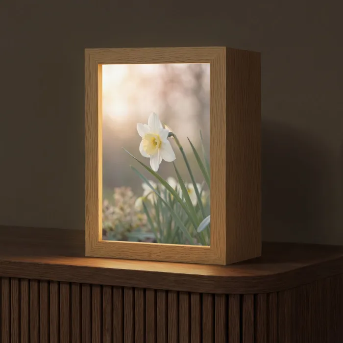 Narcis - Bloem - Minimalistisch Light Box met kabel (Tafellamp) klein -z3d_website