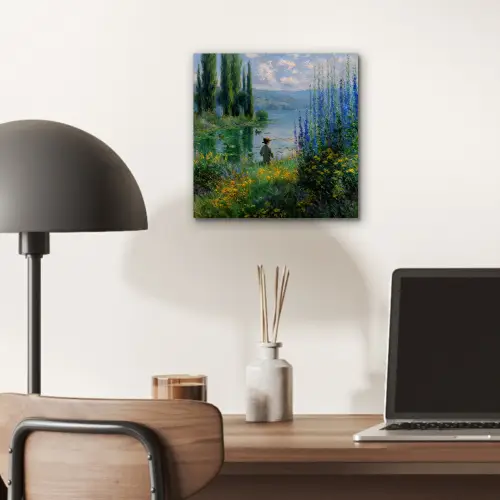 Bloemen - Meer - Bergen - Groen aluminium wit klein -sfeer5