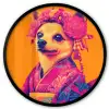 Kimono - Hondje - Bloemenkroon - Oranje Fotolijst rond zonder passe partout klein -3d