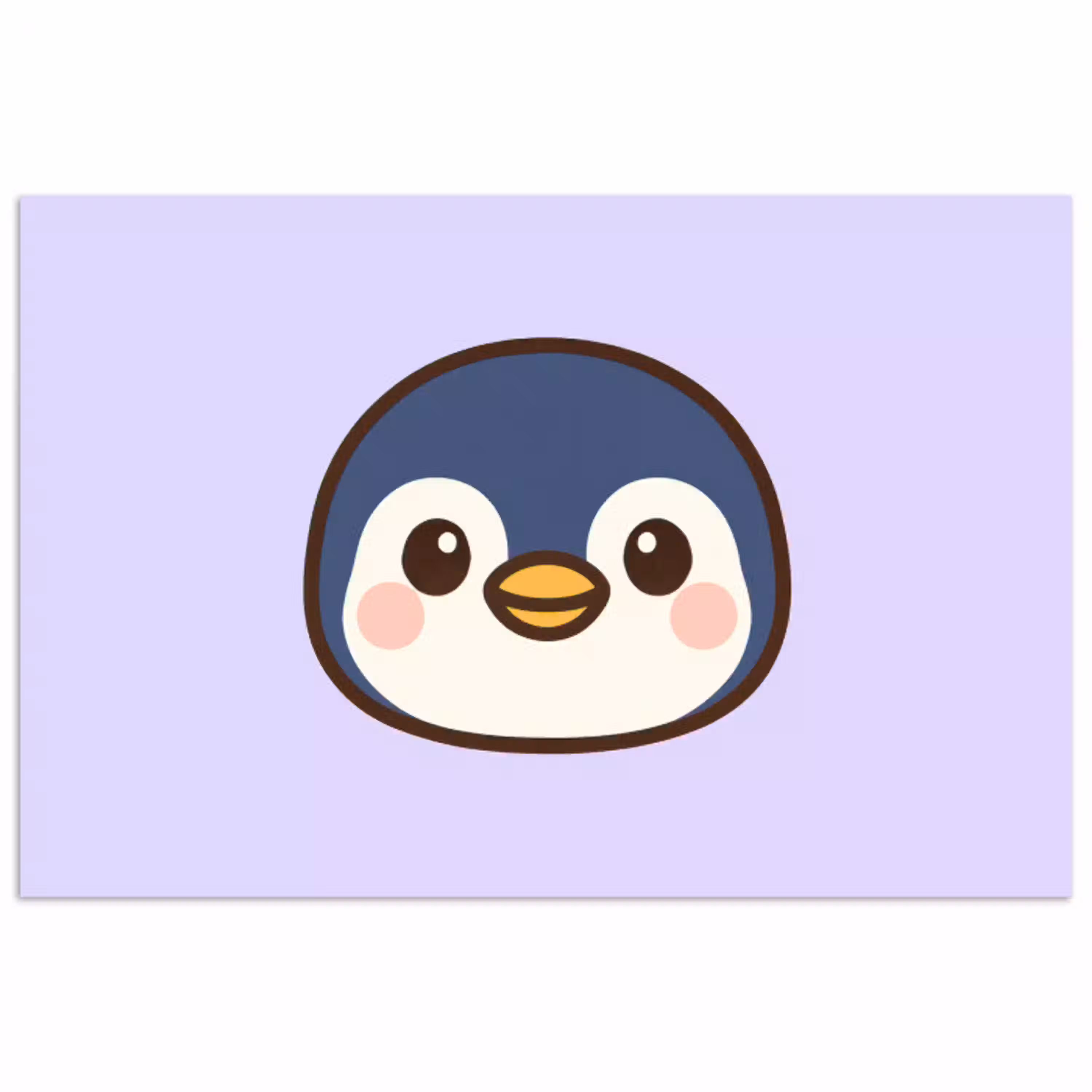 Pinguïn - Paars - Schattig poster papier klein -3d