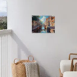 Stad - Gracht - Zon - Fietsen tuinposter los doek klein -sfeer8