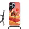 Kameel - Pyramides - Rode zon Hoesje iPhone 16 Pro Max met koord klein -3d