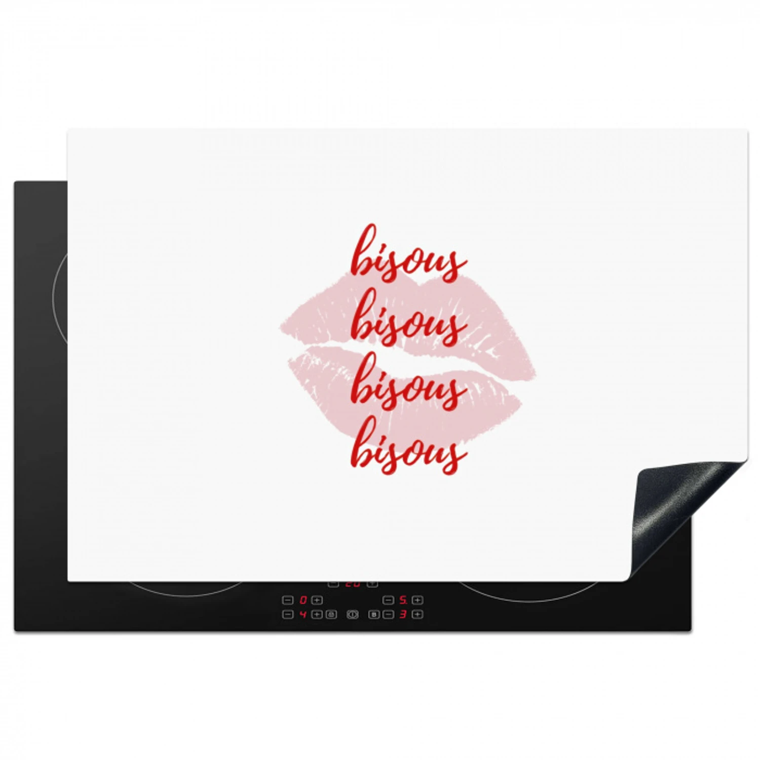 Bisous - Lip - Wit - Rood Inductie beschermer vinyl 3mm klein -3d