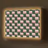 Vlechtpatroon - Groen - Roze - Geometrisch Light Box met batterij (Wandlamp) middel 907 -z3d_website