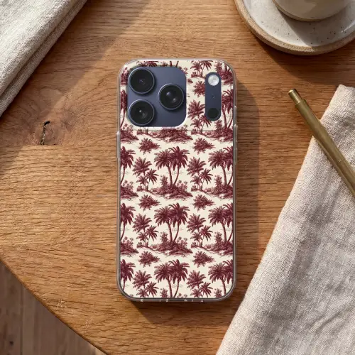 Tropisch - Geometrisch - Bordeauxrood Telefoonhoesje iPhone 17 Pro klein 878 -sfeer1
