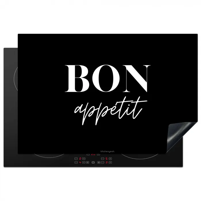 Zwart - Quote - Bon appétit Inductie beschermer vinyl 3mm klein -3d