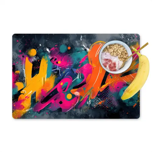 Abstract - Graffiti - Kleurrijk - Verfspatten Placemat vinyl groot -zzzproduct_Kitchenyeah-website