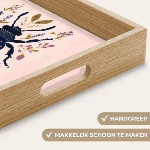 Donkerblauw - Kever - Bloemtakken - Sierlijk Dienblad Rechthoek middel -USP_HandgreepNL