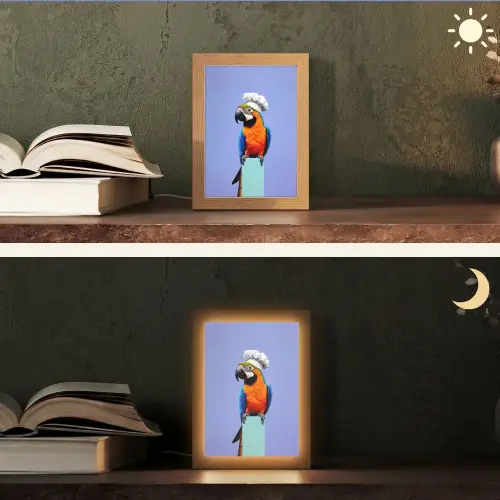 Papegaai - Koksmuts - Vogel - Leuk Light Box met kabel (Tafellamp) klein -sfeer3