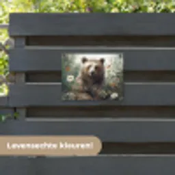 Bruine beer - Wilde dieren - Bloemen - Planten tuinposter los doek klein -sfeer3