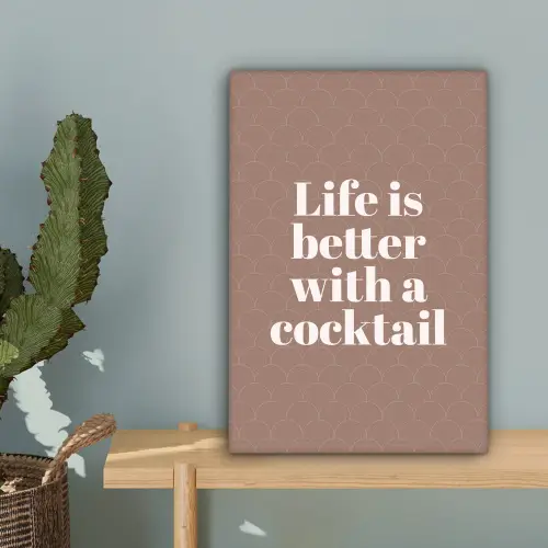 Cocktail - Tekst - Patroon - Wit canvas 2cm klein -sfeer4