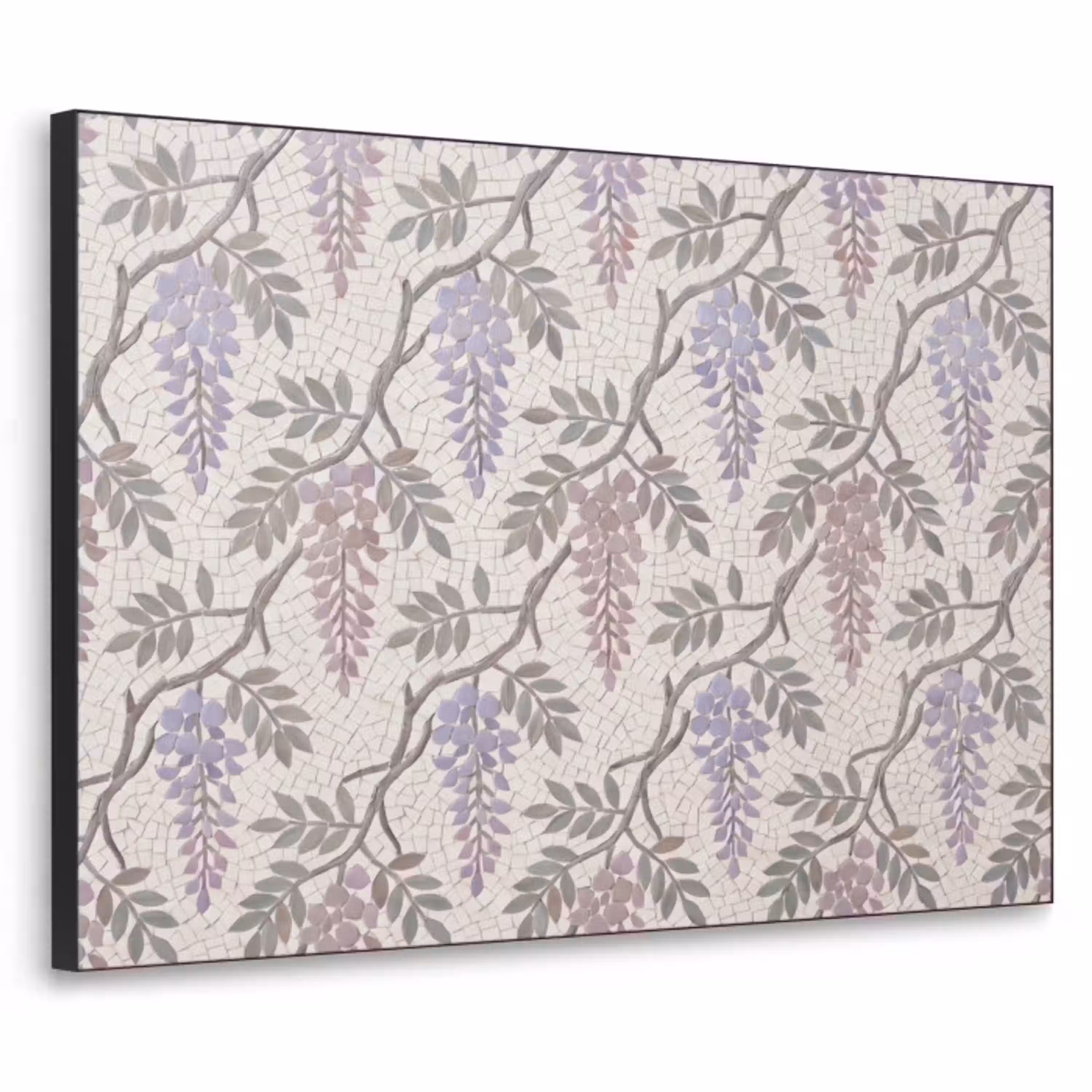 Bloemen - Mozaïek - Natuur - Patroon - Paars Textielframe zwart klein -3d
