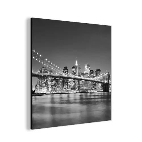 New York - Brug - Brooklyn - Zwart wit - Architectuur aluminium wit klein -3d