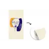 Minimalistisch - Gezicht - Hand - Oranje - Blauw fotobehang vinyl groot -3d