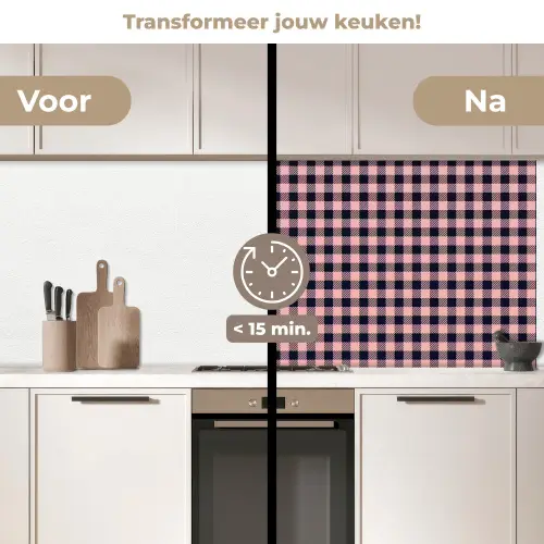 Plaid - Patroon - Roze - Zwart keuken achterwand 2 middel 871 -voor-na2_NL