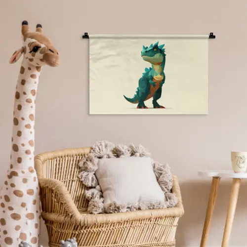 Stekels - Dino - Blauw - Gespierd Wandkleed katoen klein -wsfeer5_kind