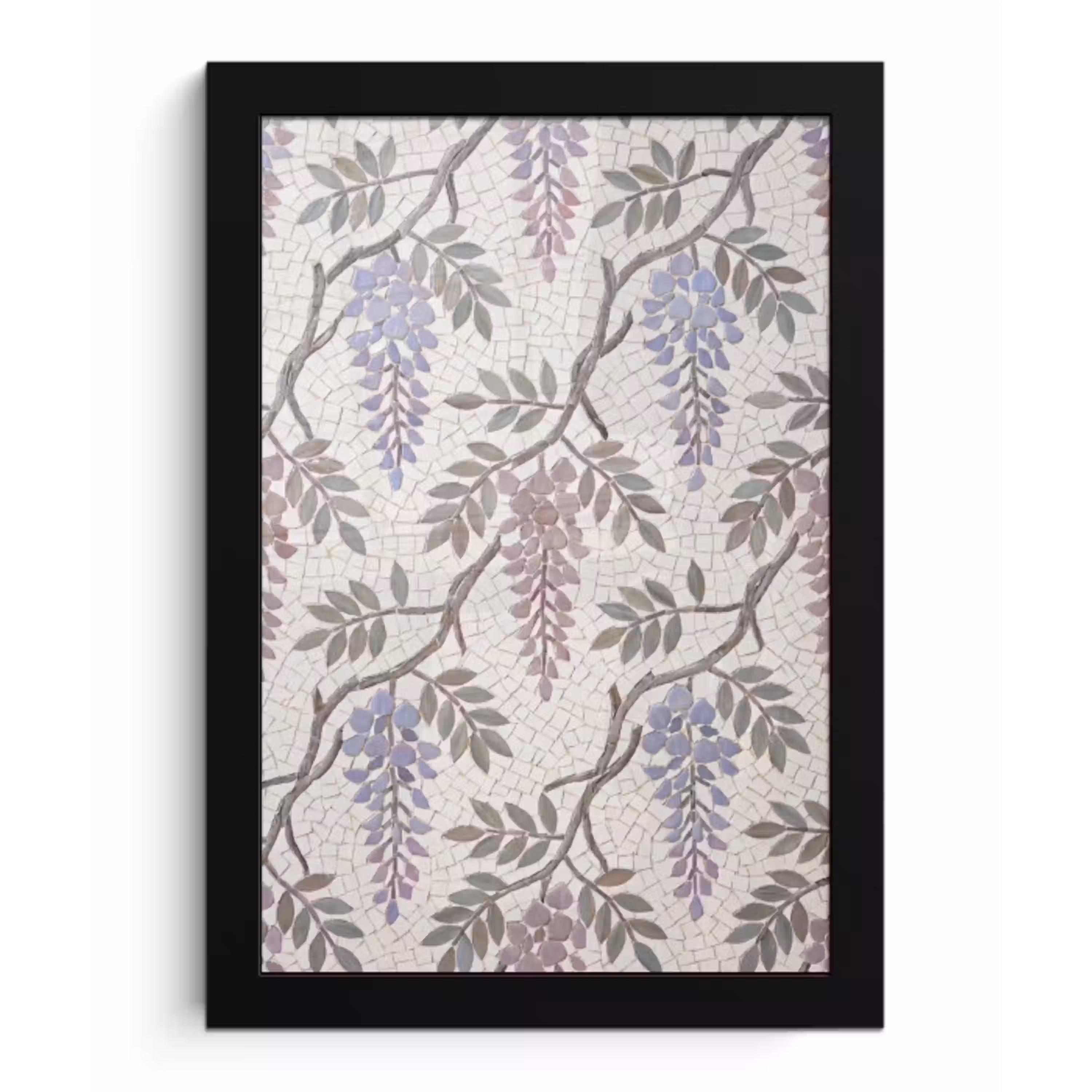 Bloemen - Mozaïek - Natuur - Patroon - Paars fotolijst zwart zonder passe partout klein -3d