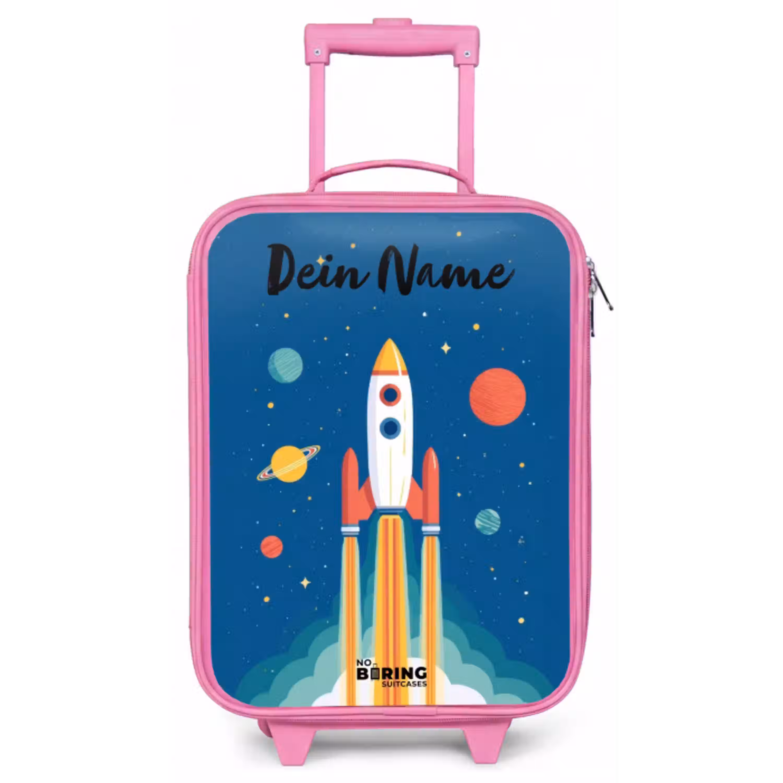 Raket - Planeet - Sterren - Veelkleurig Kinderkoffer - Roze klein -zz3dotto