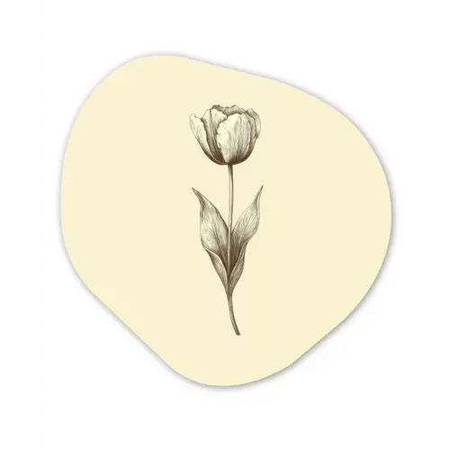 Illustratie - Tulp - Zwart Wandcirkel Organisch Aluminium middel -3d