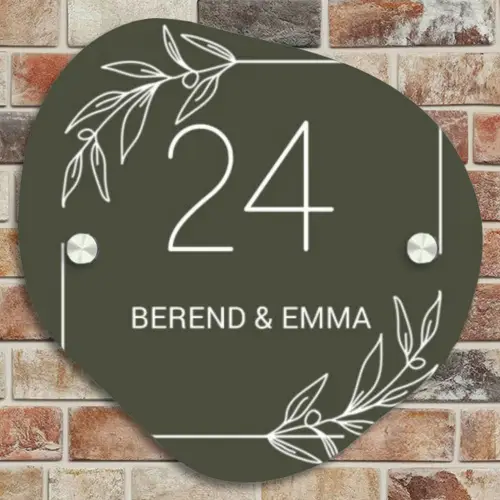 Olijfgroen - Klassiek Naambord Organisch middel -sfeer10