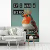 Roodborstje - Vogel - Blauw - Decoratie fotobehang vinyl groot -woonkamer