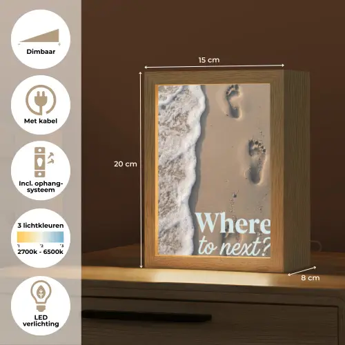 Where to next - Strand - Voetstappen Light Box met kabel (Tafellamp) klein -USP_NL