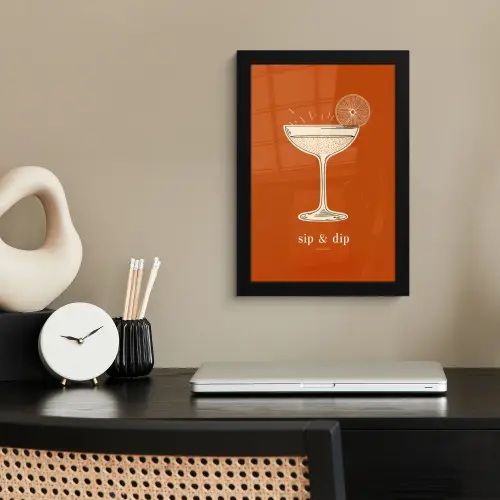 Cocktail - Oranje - Zomer - Quote fotolijst zwart zonder passe partout klein -sfeer1