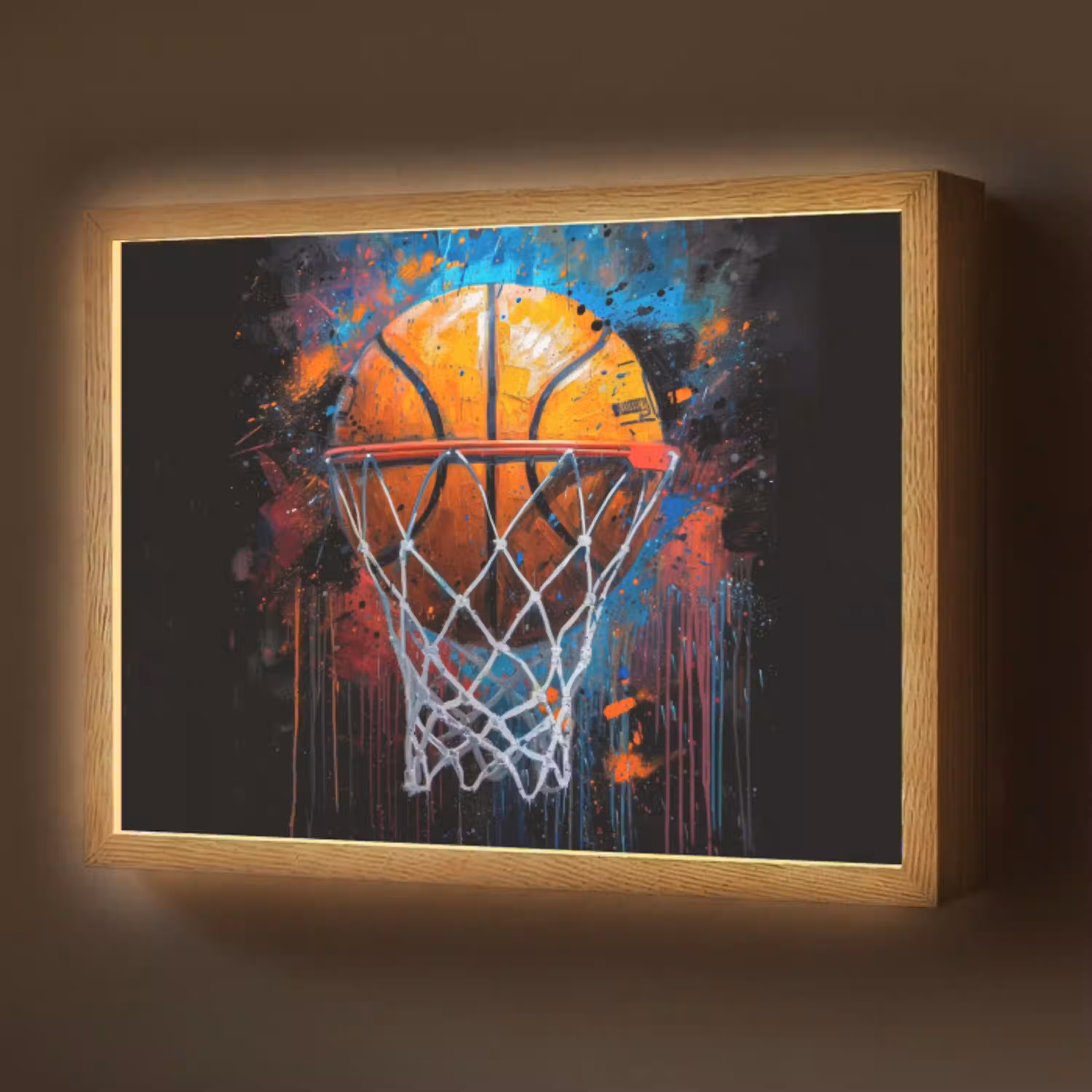 Graffiti - Basketbal - Sport - Zwart - Street art Light Box met batterij (Wandlamp) middel -z3d_website