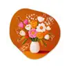 Vaas - Bloemen - Oranje Wandcirkel Organisch Aluminium middel -3d