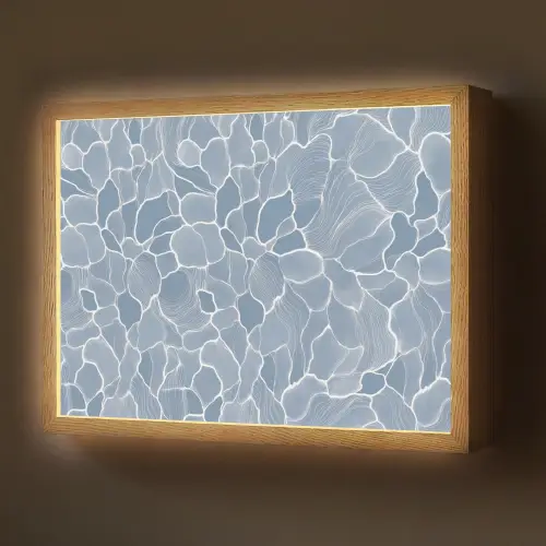 Abstract - Blauw - Bladeren Light Box met batterij (Wandlamp) middel -z3d_website