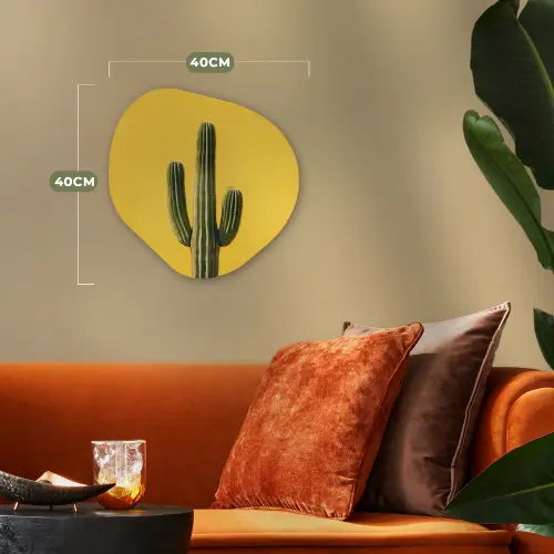 Cactus - Groen - Minimalistisch Wandcirkel Organisch Forex 3mm klein -sfeer3