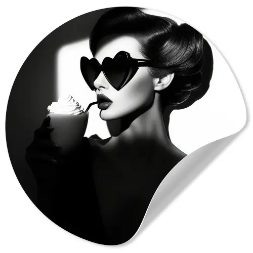 Vrouw - Zwart - Hart Wandcirkel behangsticker klein -3d