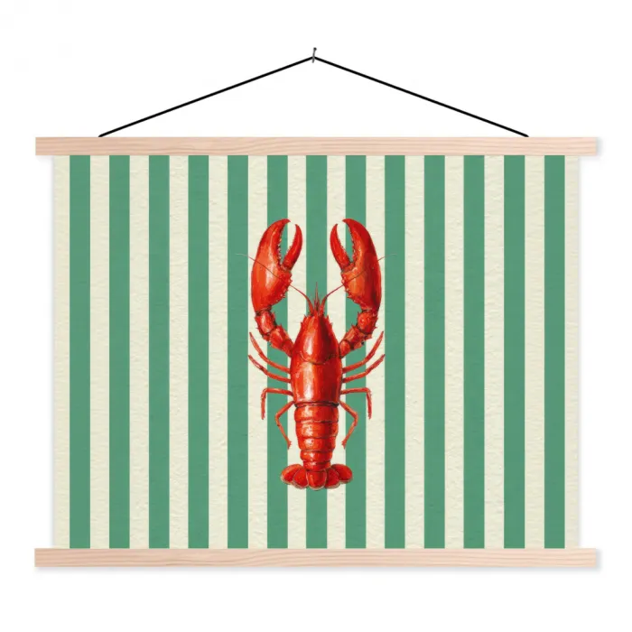 Kreeft - Strepen - Realistisch - Zomers textielposter latten blank klein -3d