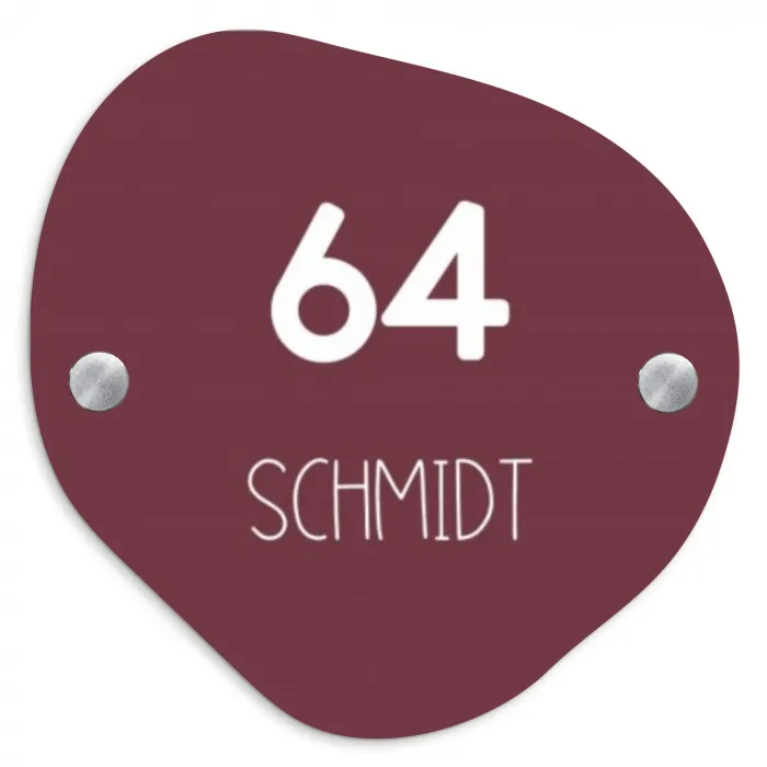 Bordeauxrood - Modern Naambord Organisch middel -3d