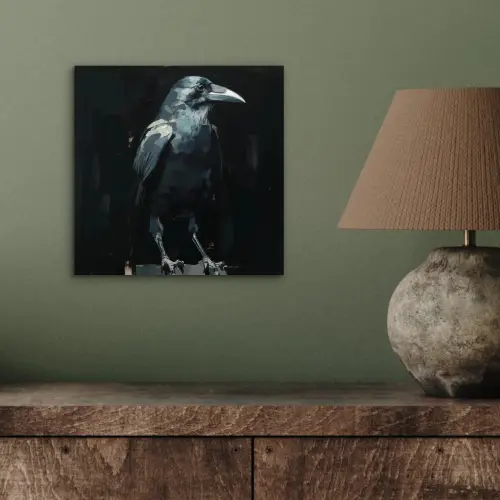 Raaf - Vogels - Zwart aluminium wit klein -sfeer2