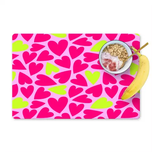 Patroon - Hart - Roze - Groen Placemat vinyl groot 368 -zzzproduct_Kitchenyeah-website
