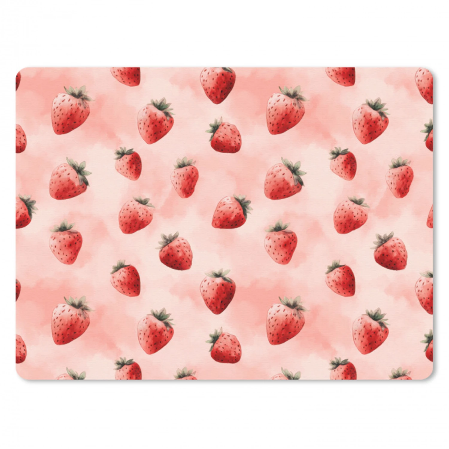 Aardbei - Patroon - Roze muismat rubber klein 262 -3d