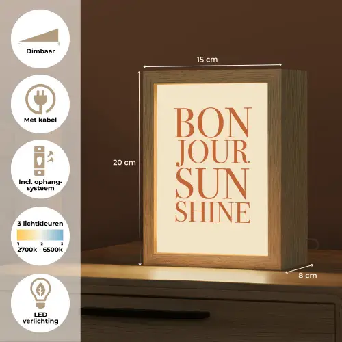 Oranje - Quote - Sun Light Box met kabel (Tafellamp) klein -USP_NL