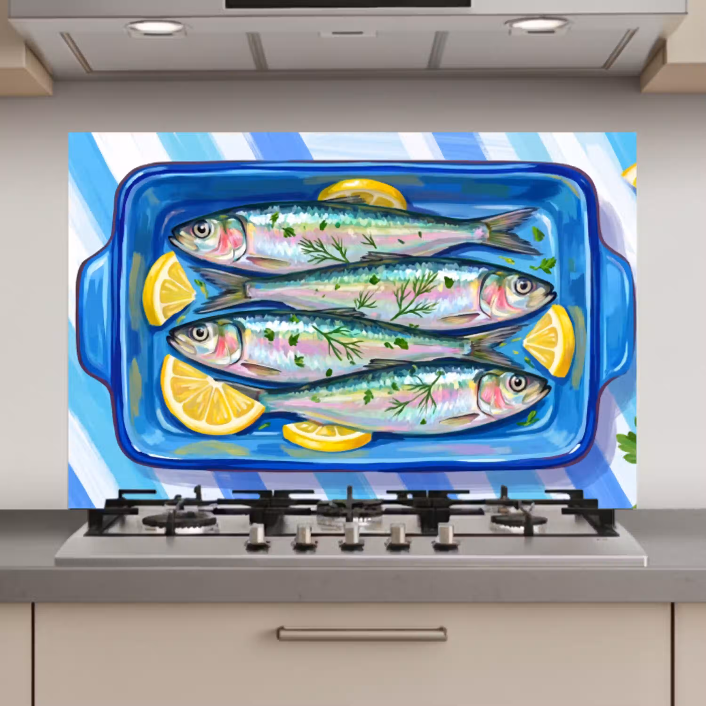Vis - Citroen - Kruiden - Eten - Blauw keuken achterwand spatscherm klein -3d_website