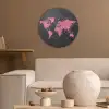 Wereldkaart - Roze - Marmer Akoestische PET Vilt - Rond klein -sfeer1