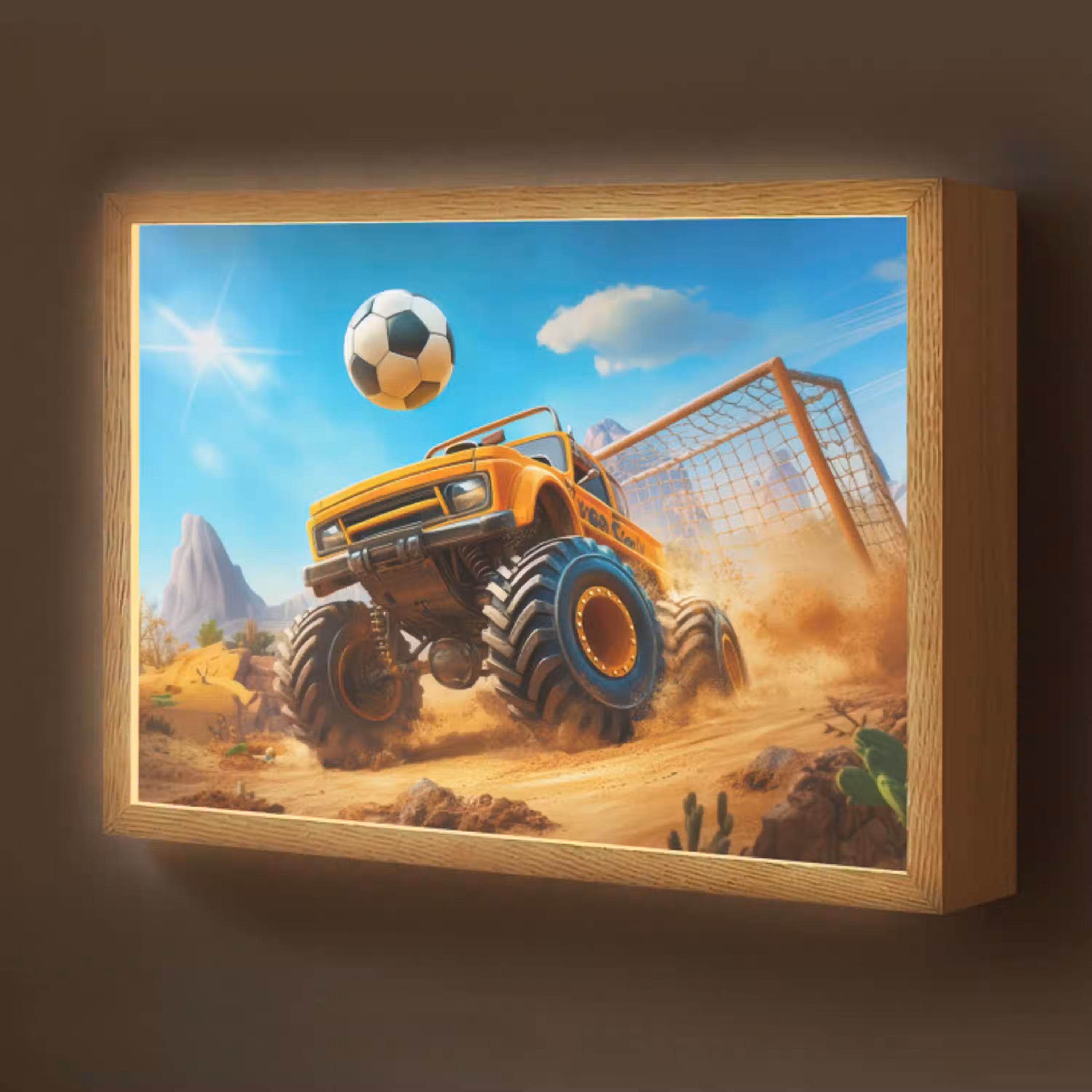 Monstertruck - Voetbal - Woestijn Light Box met batterij (Wandlamp kind) middel -z3d_website