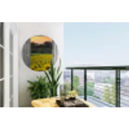 Zonnebloem - Avond - Bloemen - Doorkijk Wandcirkel tuinposter met ringen klein -buiten1
